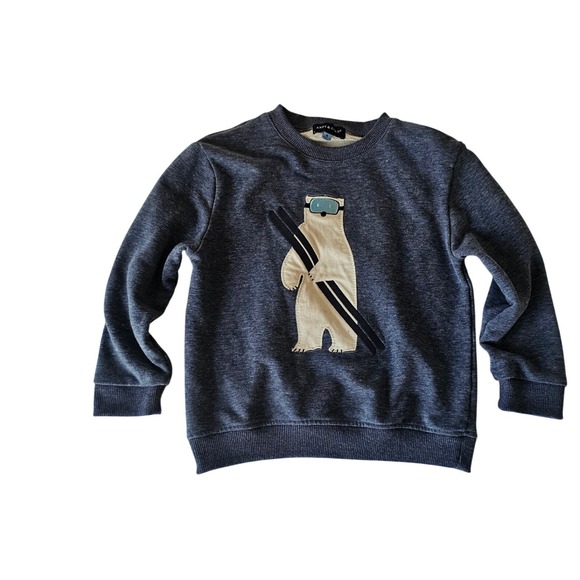 Andy & Evan Other - Andy‎ & Evan Boys Size 6 Skiing Polar Bear Sweatshirt Heather Navy Blue Pullover
